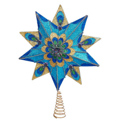 Kurt Adler 16" Glittered Peacock Star Treetopper