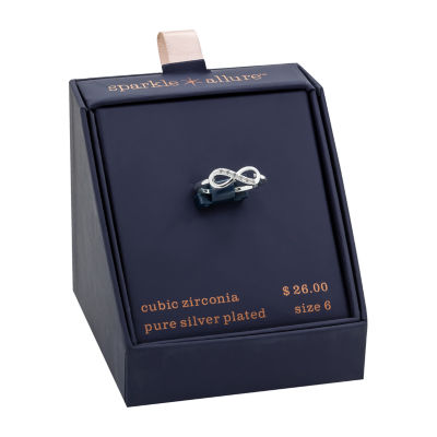 Sparkle Allure Womens 2MM White Cubic Zirconia Pure Silver Over Brass Hypoallergenic Band