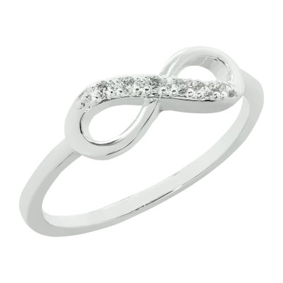 Sparkle Allure Womens 2MM White Cubic Zirconia Pure Silver Over Brass Hypoallergenic Band