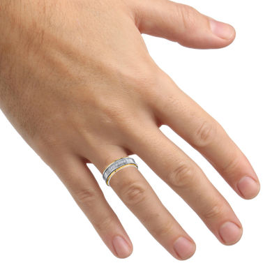 Mens 8MM 1/8 CT. T.W. Natural White Diamond Tungsten Wedding Band