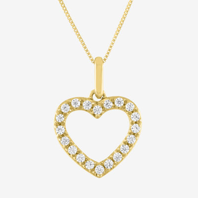 (H-I / I1) Womens 1/6 CT. T.W. Lab Grown White Diamond 10K Gold Heart Pendant Necklace