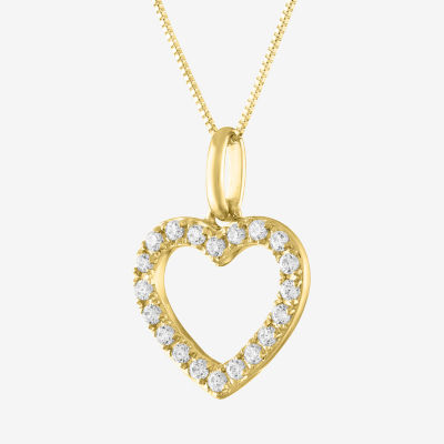 (H-I / I1) Womens 1/6 CT. T.W. Lab Grown White Diamond 10K Gold Heart 18 Inch Pendant Necklace