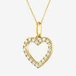 Womens 1/6 CT. T.W. Lab Grown White Diamond 10K Gold Heart Pendant Necklace