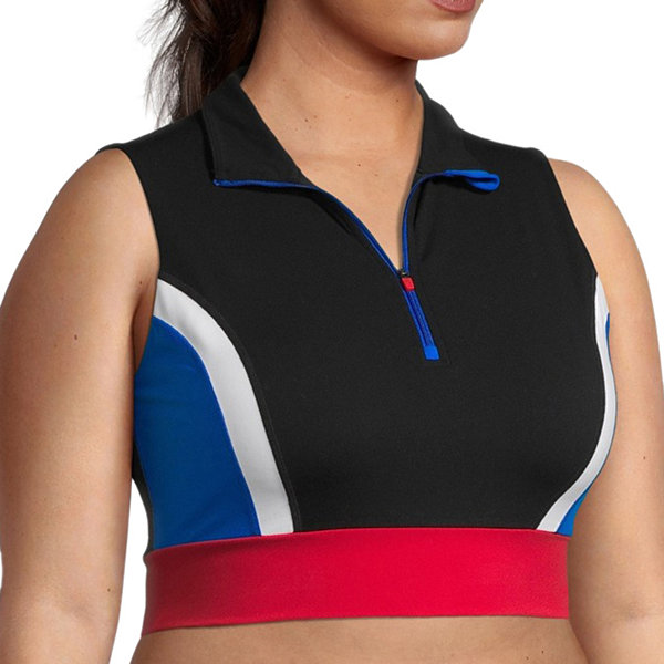 Sports Illustrated Plus Womens Sleeveless Crop Top