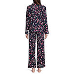Liz Claiborne Womens Tall Long Sleeve 2-pc. Flannel Pant Pajama Set