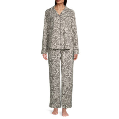 Liz Claiborne Womens Tall Long Sleeve 2-pc. Flannel Pant Pajama Set