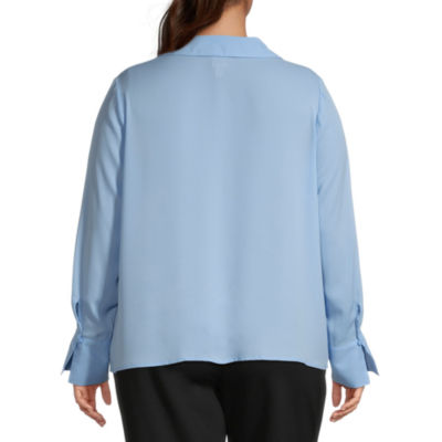 Worthington Womens Plus Cuffed Long Sleeve Regular Fit Button-Down Shirt