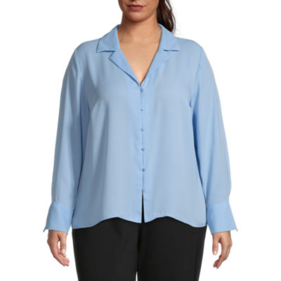 Worthington Womens Plus Cuffed Long Sleeve Regular Fit Button-Down Shirt