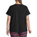 Xersion Ss Cotton Womens Crew Neck Short Sleeve T-Shirt Plus