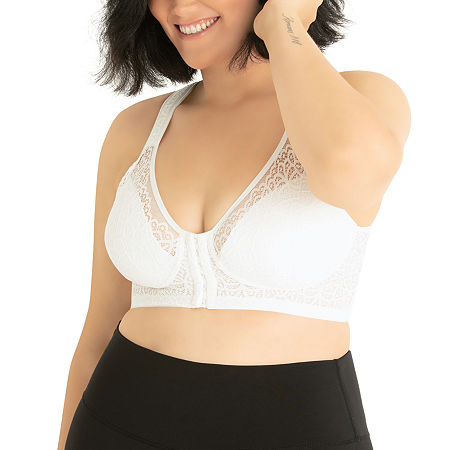 Leading Lady The Lora - Back Smoothing Lace Front-Closure Bra- 5531, B, White