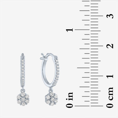 Diamond Blossom (G-H / Si2-I1) Womens 1/4 CT. T.W. Lab Grown White Diamond 10K White Gold 11.2mm Hoop Earrings