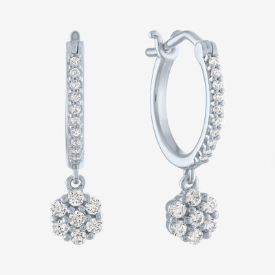 Diamond Blossom (G-H / Si2-I1) 1/4 CT. T.W. Lab Grown White Diamond 10K White Gold 11.2mm Hoop Earrings