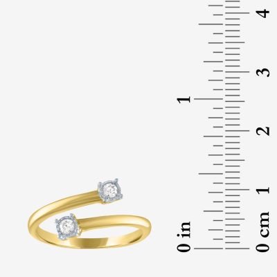 Diamond Addiction (G-H / Si2-I1) Womens 1/10 CT. T.W. Lab Grown White Diamond 10K Gold Round Delicate Bypass  Cocktail Ring