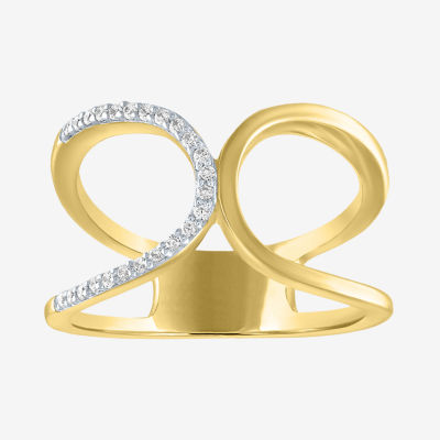 Diamond Addiction Womens 1/10 CT. T.W. Mined White Diamond 14K Gold Over Silver Sterling Silver Cocktail Ring