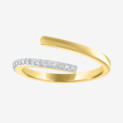 Diamond Addiction Womens 1/10 CT. T.W. Mined White Diamond 14K Gold Over Silver Sterling Silver Delicate Bypass  Cocktail Ring