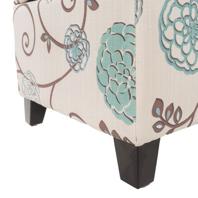 Breanna Tufted Upholstered Floral Ottoman
