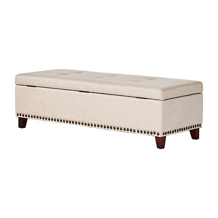 Gavin Upholstered Ottoman, One Size, Beige