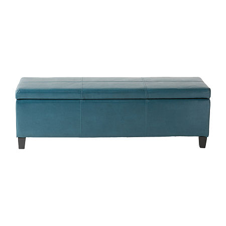 Glouster Upholstered Ottoman, One Size, Blue