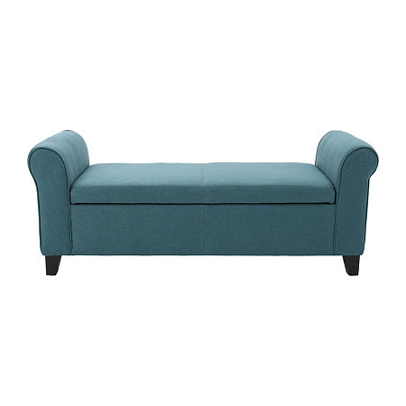 Hayes Upholstered Tufted Bench, One Size, Blue