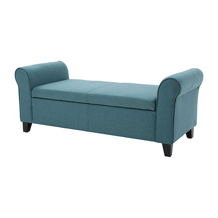 Hayes Upholstered Tufted Bench, One Size, Blue