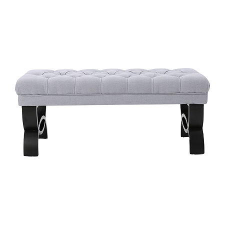 Scarlett Upholstered Tufted Bench, One Size, Gray