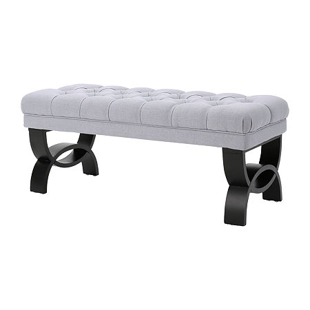 Scarlett Upholstered Tufted Bench, One Size, Gray