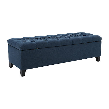 Ottilie Upholstered Tufted Bench, One Size, Blue