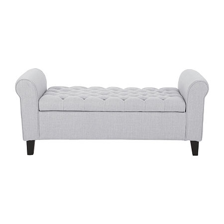 Keiko Upholstered Tufted Bench, One Size, Gray