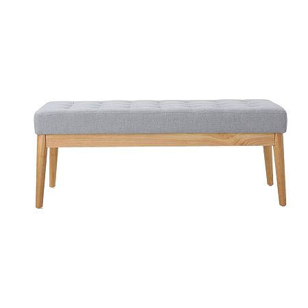 Saxon Upholstered Tufted Bench, One Size, Gray