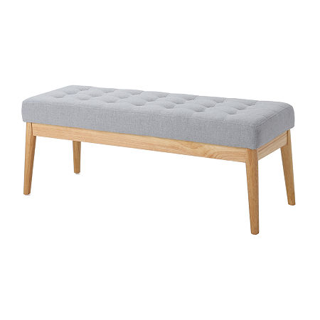 Saxon Upholstered Tufted Bench, One Size, Gray