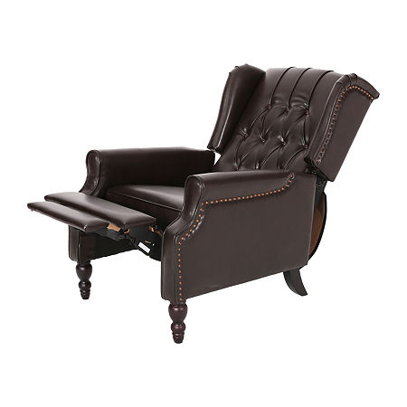 Walter Tufted Roll-Arm Recliner, One Size, Brown