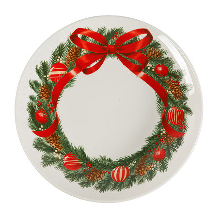 Martha Stewart Festive Bow 4-pc. Ceramic Dessert Plate, One Size, White