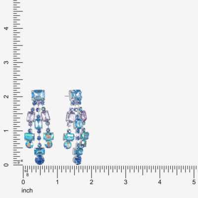 Bijoux Bar Silver Tone Blue Glass Drop Earrings