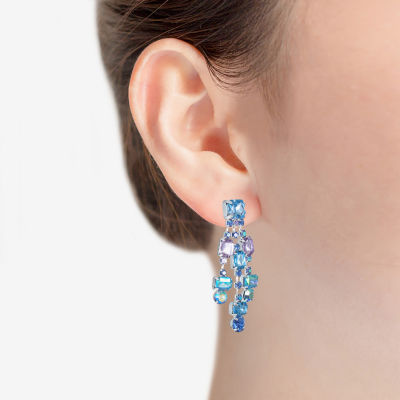Bijoux Bar Silver Tone Blue Glass Drop Earrings