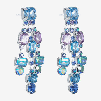 Bijoux Bar Silver Tone Blue Glass Drop Earrings