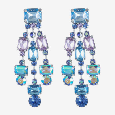 Bijoux Bar Silver Tone Blue Glass Drop Earrings
