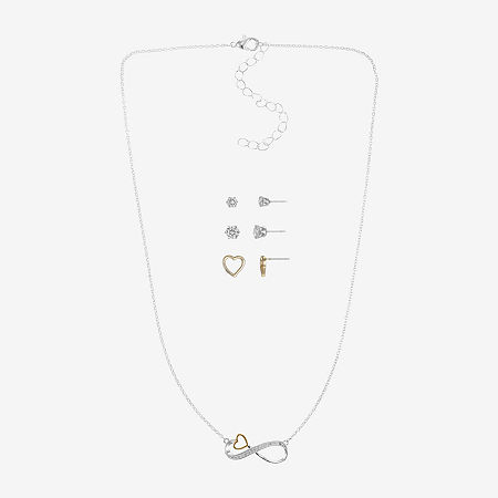 Sparkle Allure Womens Cubic Zirconia 14K Gold Over Brass Pure Silver Over Brass Heart Infinity 4-pc. Jewelry Set, One Size