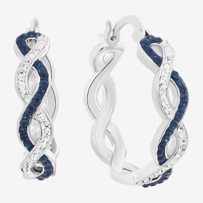 Sparkle Allure Womens Blue Crystal 21.1mm Hoop Earrings