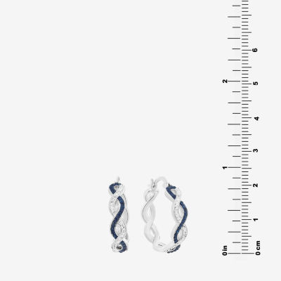 Sparkle Allure Womens Blue Crystal 21.1mm Hoop Earrings