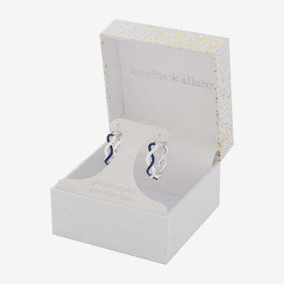 Sparkle Allure Womens Blue Crystal 21.1mm Hoop Earrings