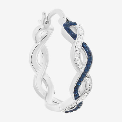 Sparkle Allure Womens Blue Crystal 21.1mm Hoop Earrings