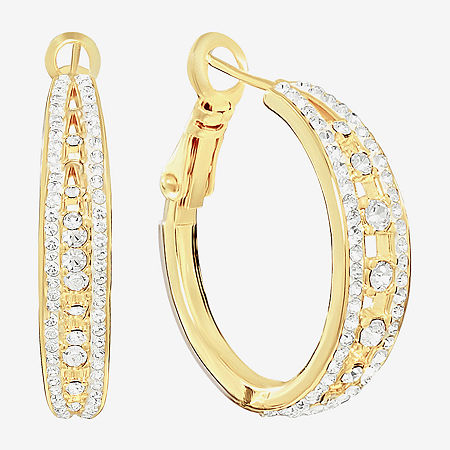Sparkle Allure Womens Crystal 14k Gold Over Brass 25.9mm Hoop Earrings In Gold