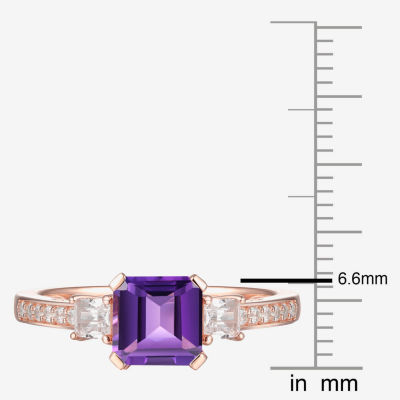 Womens Gemstone 14K Gold Over Silver Halo Delicate Cocktail Ring