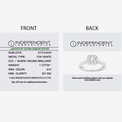 1 CT. T.W. Lab-Grown (G-H / SI1-SI2) Diamond Cushion Halo Engagement Ring in 10K Gold