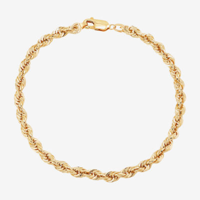 Mens 10K Gold 8 1/2 Inch Hollow Rope Chain Bracelet