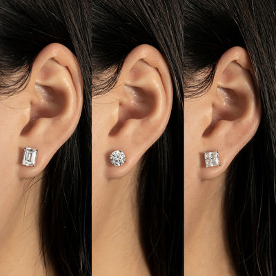 Diamonart Womens Cubic Zirconia Sterling Silver 3 Pair Earring Set