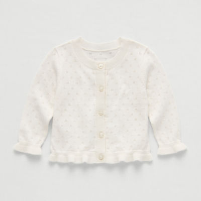 Okie Dokie Baby Girls Crew Neck Long Sleeve Button Cardigan