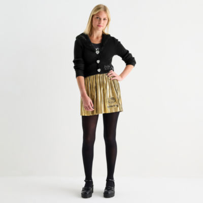 Juniors Girls Night Out Fur Trim Womens V Neck Long Sleeve Hello Kitty Pullover Sweater