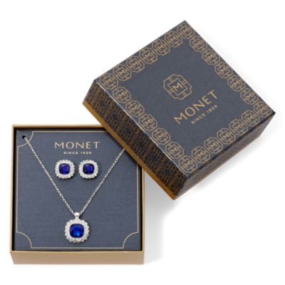 Monet® Blue Silver-Tone Necklace and Earring Set