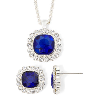 Monet® Blue Silver-Tone Necklace and Earring Set